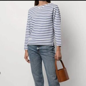 Alex Mill Royal Blue and White  Lakeside Striped Cotton Top Size XS